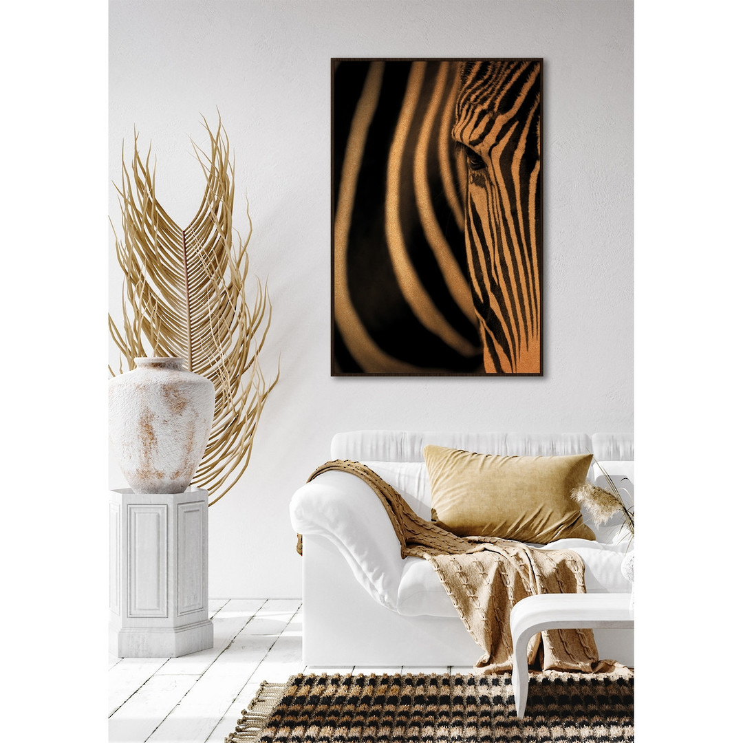 Zebra in Sepia Stripes Wall Art image 1